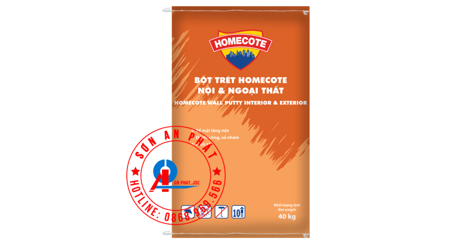 Bột trét nội ngoại thất Homecote Nội & Ngoại thất 40Kg
