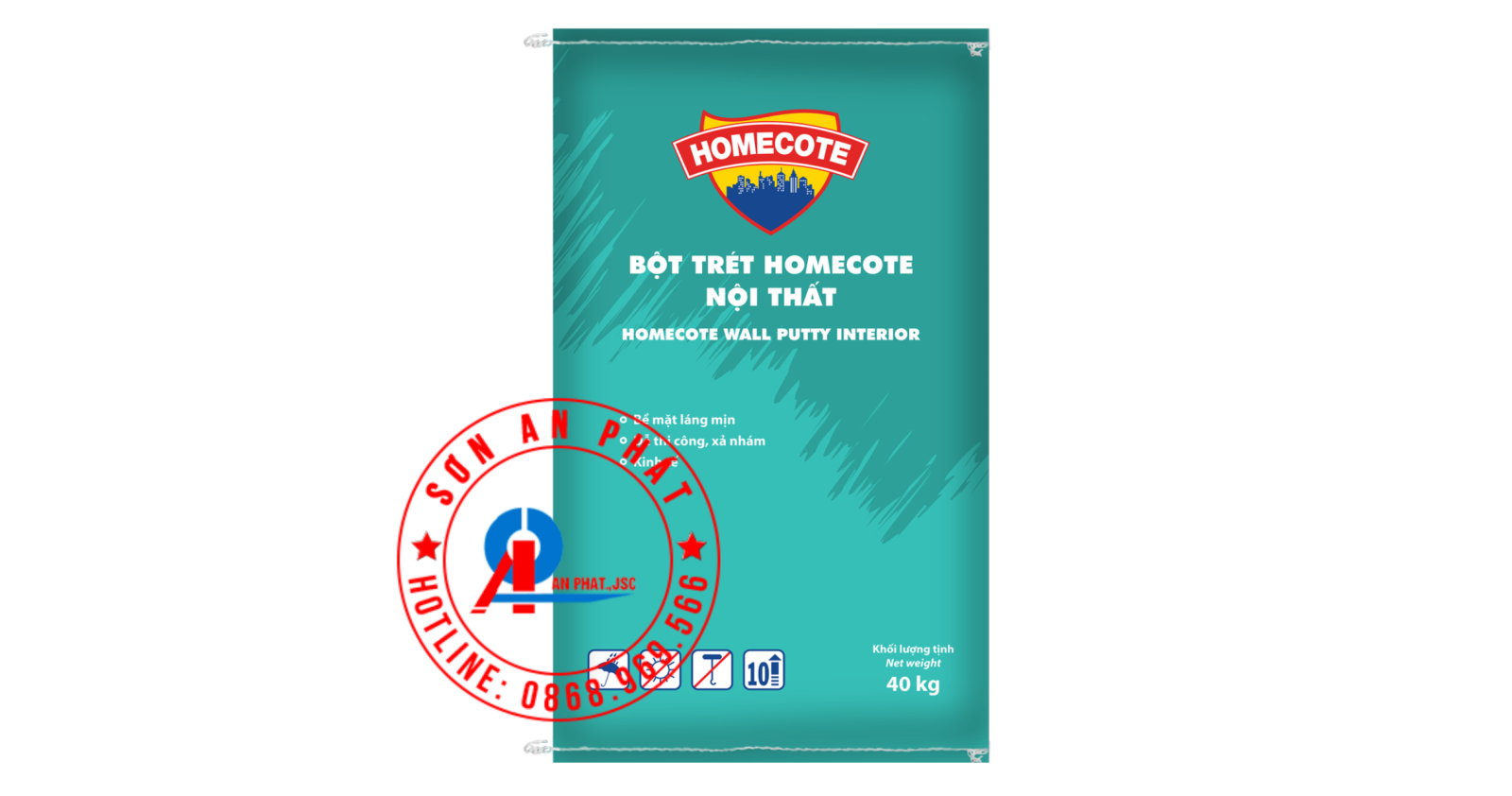 Bột trét Homecote Nội Thất 40Kg