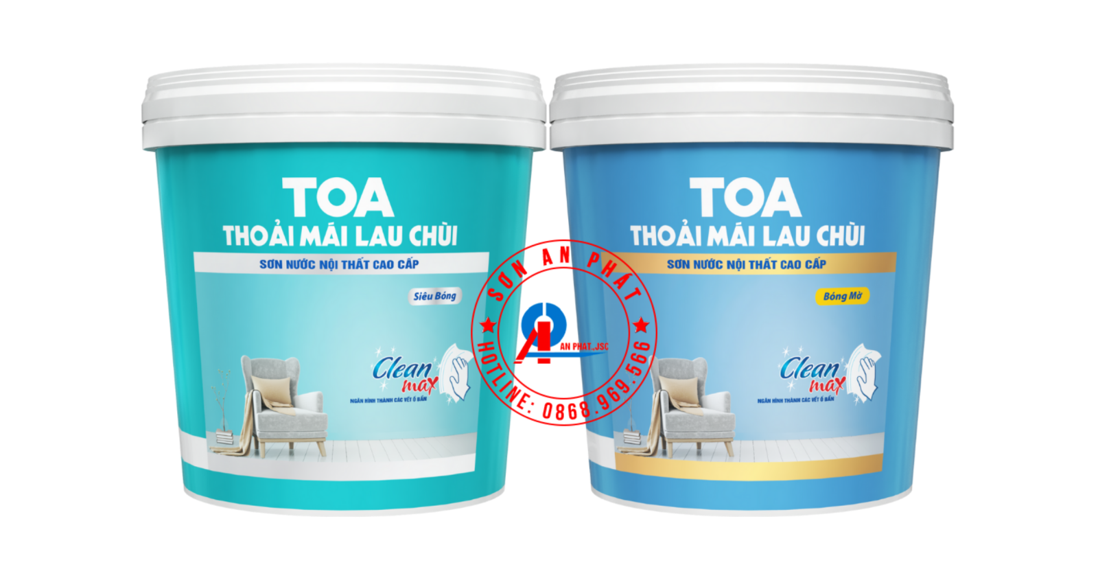 Sơn nước nội thất cao cấp TOA Thoải Mái Lau Chùi Bóng Mờ 5L
