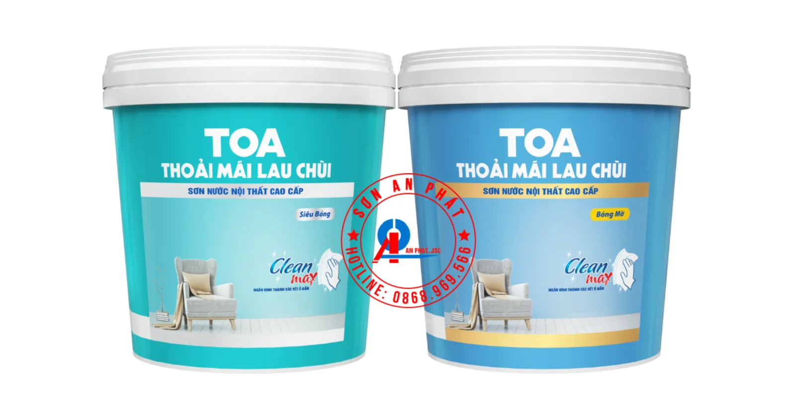 Sơn nước nội thất cao cấp TOA Thoải Mái Lau Chùi Bóng Mờ 5L